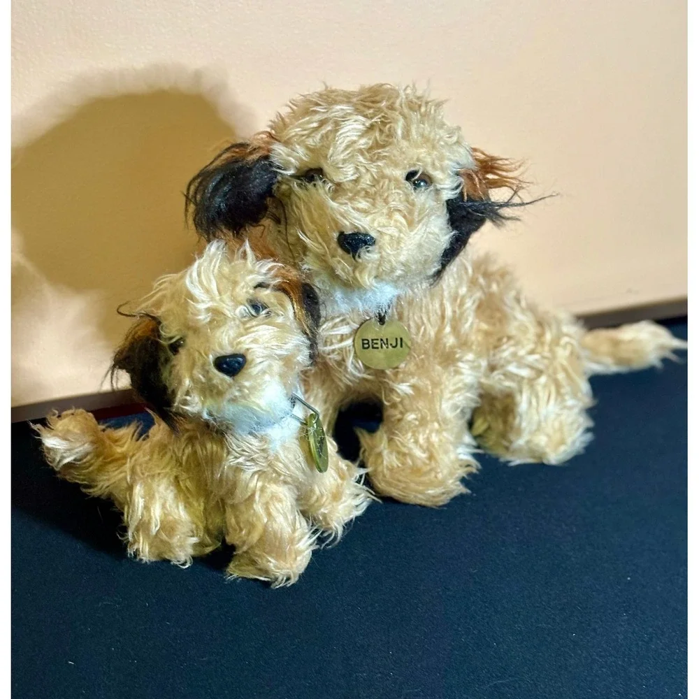 Vintage 1978 Dakin Benji Dog Plush Set Movie Border Terrier Stuffed Animal Puppy
